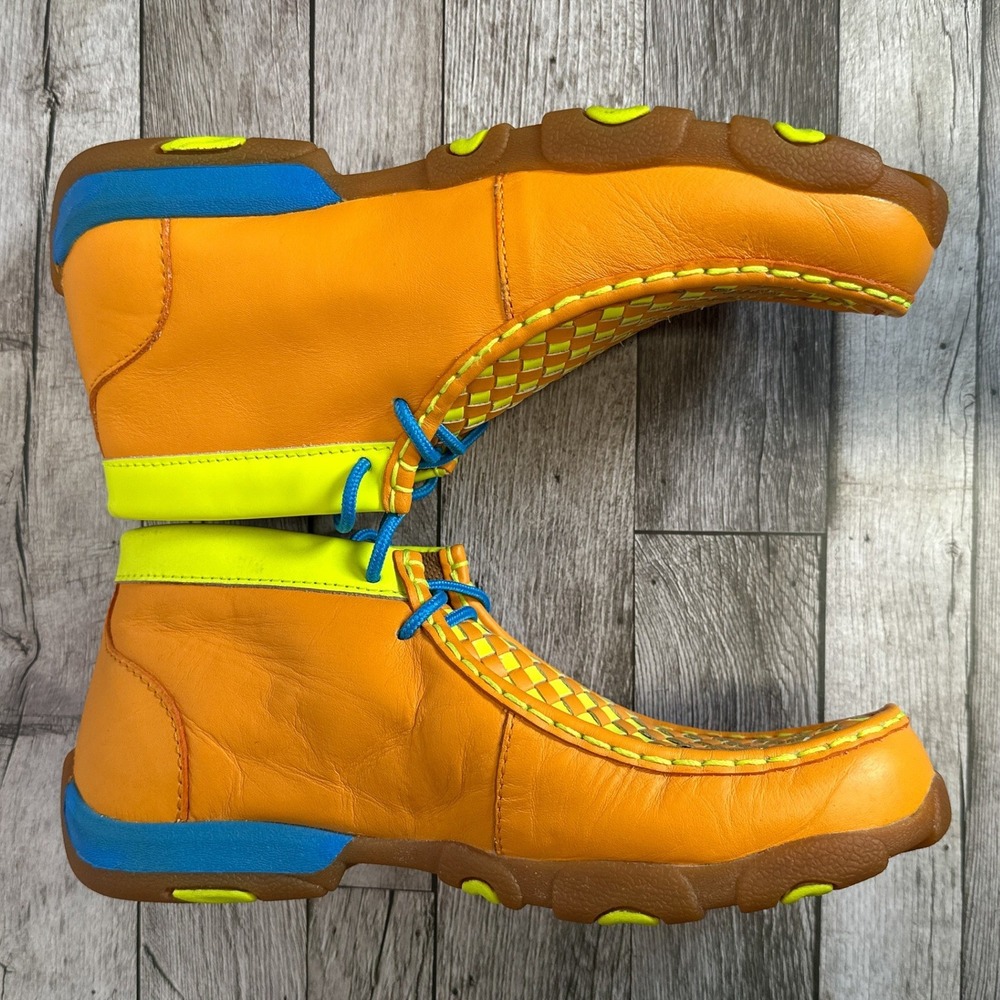 Twisted X Rio 2016 Driving Mocs Orange Neon Leather Shoes YDM0025 Mens 6M - Picture 9 of 12